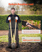 VEVOR Post Hole Digger, Heavy Duty Post Hole Digger with Wood Handle, Manual Hole Digger with Scale Markings and Metal Blade, Post Hole Digger Tool for Digging Yard Work Gardening Outdoors, 57.5-Inch