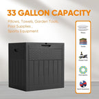 33 Gallon Resin Deck Box, Weatherproof Outdoor Storage Box for Patio, Garden, Pool, and Yard, Lockable Waterproof Bin for Tools, Cushions, and Accessories, Black