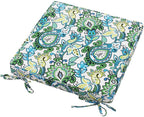 Magpie Fabrics Indoor Outdoor Waterproof Square Chair Cushion, 18" x 18" x 2.5", 2 Pack, Water Resistant Seat Cushions, for Patio Garden Office, Phoenix Blue Green