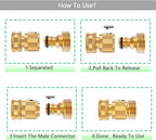 BoArt (4 Sets Garden Hose Quick Connector Set, Solid Brass 3/4 Inch Water Fitings Thread Easy Connect No-Leak Male Female