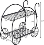 S AFSTAR Metal Plant Stand, Two Tiered Garden Cart Shelf for Indoor Outdoor Home Garden Patio, Parisian Style Flower Pot Holder, Stable and Durable