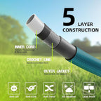Worth Long Lead-in Green Garden Hose 5/8 in. x 50 ft. -Kink Free, No Leaking, Male/Female Fittings -Heavy Duty Durable Flexible Lightweight Water Pipe -Brass Aluminum Ends for Household & Yard Use