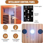 Sauna, Far Infrared Saunas for Home 1 Person Wooden Sauna 1065W/120V Low Emf Dry Sauna Indoor Sauna Room Douglas Fir with Tempered Glass Door/Speakers/Air Hole and Colorful Lighting - 31.5*31.5*63 in
