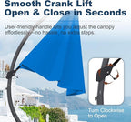 12FT Cantilever Umbrella with Base Large Curvy Outdoor Aluminum Offset Umbrella w/ 360° Rotation, UV Resistant Canopy for Patio, Garden, Backyard, Royal Blue