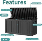 80 Gallon Waterproof Resin Deck Box, UV Resistant Outdoor Storage for Garden, Patio, Porch, Delivery, Striped Black