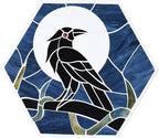 Bieye MSS004 Tiffany Style Stained Glass Mosaic Decorative Stepping Stone for Garden Decor (Raven, 13" Hexagonal)