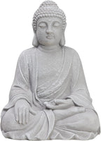 TOETOL Large Buddha Statue Outdoor Zen Decor Medium 20” High Yard Decor Magnesium Oxide Stone Grey for Yard Garden Patio Deck Home
