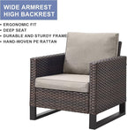 HUMMUH 5 Piece Patio Furniture Outdoor Bistro Set All-Weather Wicker Outdoor Chairs with Ottomans End Table for Patio,Porch,Garden,Backyard