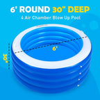Biange Blow Up Pool, 72" X 30" Round Inflatable Swimming Pool, Kids Pool Inflatable, Kiddie Baby Swimming Pool for Backyard