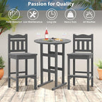 Sundale Outdoor Adirondack Round Bar Table, 39 Inch Height Patio Large Pub Table for 4, All Weather HDPE High Top Bistro Counter Tabl for Outside Deck Porch Balcony Poolside, Gray