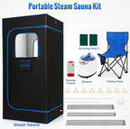 Upgraded Portable Sauna Box for Relaxation, Steam Sauna Tent for Home with Steamer, Remote Control, Folding Chair, 9 Levels, 2.6’ x 2.6’ x 5.9’