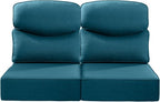 Luxury 22x24/22x25 6-Inch Smile Outdoor Seat Cushions Set of 2 - Superior Comfortable Water-Repellent Patio Chair Cushion for Rattan Dining Glider Loveseat Sectional Sofa - Peacock Blue