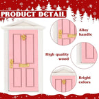 Shappy 39 Pcs Christmas Fairy Door Kit Wooden Elf Fairy Doors Decorations with Accessories Mini Door Tiny Miniature for Christmas Tale DIY Craft Garden Home Party Decoration (Pink)
