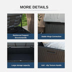 110 Gallon Outdoor Storage Box, Waterproof Patio Deck Box with Lockable Lid, Heavy-Duty HDPE Bench for Garden Tools,Cushions (Black, 110 Gallon)