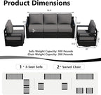 Outdoor Patio Furniture Set, 3-Piece Aluminum Patio Conversation Set All-Weather Metal Outdoor Sectional with 6 Inch Thick Cushions, Deep Setting for Garden, Outside and Porch