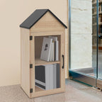 Outdoor Library Book Box - 2-Tier Literature Exchange Box Outdoor Book Storage Little Wood Cabinet with Shelf for DIY, Neighborhoods Community and Schools Sharing Books, Literature (Style 1)