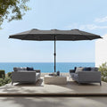 Sophia & William 15 ft Extra Large Patio Umbrella with Base Included, Rectangular Outdoor Umbrella Heavy Duty, Market Umbrella Double-sided Fade Resistant for Pool Garden Backyard, Smoky Gray