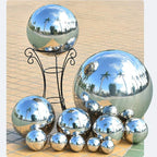 38 cm/15 inch Diameter Gazing Globe Mirror Ball,Silver Stainless Steel Polished Reflective Smooth Garden Sphere,Colorful and Shiny Addition to Any Garden or Home
