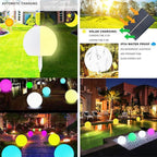 8-in Solar Glowing Globe Light, 16 Colors Changing Solar Garden Ball Lamp, Auto-On/Off Glow Orb Light W/Remote, Waterproof Landscape Lighting Globe W/Ground Stake for Yard Patio Lawn Outside Decor