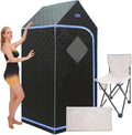 Portable Infrared Sauna for Home Spa, Full Size 1 Person Far Infrared Sauna, 1,020watt, Portable Sauna with Heating Foot Pad, Portable Chair, 31.5" x 31.5" x 77"