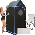 Portable Infrared Sauna for Home Spa, Full Size 1 Person Far Infrared Sauna, 1,020watt, Portable Sauna with Heating Foot Pad, Portable Chair, 31.5" x 31.5" x 77"