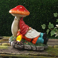 Solar Garden Gnomes Statues with Mushroom, Cute Funny Solar Powered Gnome Décor for Outdoor, Yard, or Patio as for Women Mom 8.5 Inch