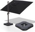 9' X 12' Cantilever Patio Umbrella with Base Included 360°Rotation Rectangular Outdoor Large Offset Umbrellas Heavy Duty Windproof for Garden Deck Pool, Black