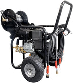 Canpump 2-in-1 Gas Pressure Washer & Sewer Jetter – 3400 PSI, 5.7 GPM, 420cc Loncin Engine – Triplex Pump w/Extended Bypass Unloader – 100 ft Hose Reel, Foot Valve, Spray Gun, Wand, Hose, Nozzles