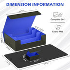 Card Storage Box 3000+ MTG Deck Box with Game Mat and 8 Divider Tabs, 3 Row Commander Trading Card Cases with Dice Tray, Commander Deck Case for TCG, CCG, YuGiOh and Sport Card (Black & Blue)