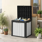 50 Gallon Storage Box, Waterproof Deck Box for Indoor & Outdoor Use, Lockable Pool Storage Bin for Package Delivery, Outdoor Bench for Patio Cushions, Garden Tools, Backyard, Black & White
