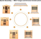 Fir Wood 5-6 Person Low emf Far Infrared Outdoor Sauna, Indoor/Outdoor Wooden Sauna, Withstand Temp -5℉-104℉ with 18 Low EMF Heating Panels & Reading Lights & Chromotherapy Lights & Bluetooth Speaker