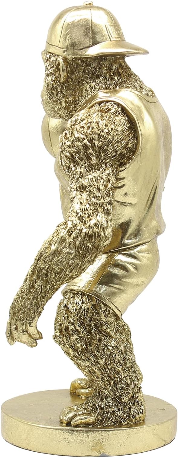Lukitas Gorilla Playing Basketball Figurine Decor, Kingkong Statue and Sculpture Decor, Creative Decoration for Living Room Office, Golden, Resin 13.5''