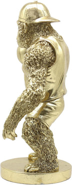 Lukitas Gorilla Playing Basketball Figurine Decor, Kingkong Statue and Sculpture Decor, Creative Decoration for Living Room Office, Golden, Resin 13.5''