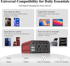 Pro Chaser 400W Car Power Inverter – DC 12V to AC 110V Converter with Dual AC Outlets & 6.2A USB Ports, Ideal for Road Trips, Camping, Small Appliances & Electronics (Red)