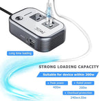 FOVAL 200W Car Power Inverter, DC 12V to 110V AC Car Laptop Charger Fast Charger Converter with [27W PD USB-C] & Dual USB Ports Multi-Protection Car Outlet Adapter Power Inverter for Vehicles