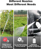Cordless Pressure Washer, 30Bar 48V 2400mAH Rechargeable Battery Powered Pressure Washer with 2 Adjustable Nozzle Suitable for Washing Cars/Fences/Siding