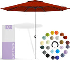 Midtown Umbrellas 10-Year-No-Fade - 8 Ft - UV Proof Apple (Red) Polyester Fabric - Umbrella Outdoor Patio, Auto-Tilt Aluminum Frame Patio Umbrella for Garden, Pool & Deck - Black Pole