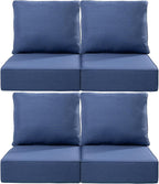 Luxury 22x24/22x25 6-Inch Outdoor Chair Cushions Set of 4 - Heavy Duty Water-Resistant Comfortable Cushion for Patio Furniture Dining Gliding Rocker Loveseat L-Shape Sofa - Navy Blue