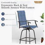 Sophia & William Patio Swivel Bar Stools Set of 6, Bar Height Patio Chairs, High Top Patio Chairs, Supports 300 lbs (Blue Fabric)