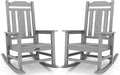 SERWALL Oversized Rocking Chair Set of 2 Outdoor, HDPE Outdoor Rocking Chair Set of 2, Space Gray