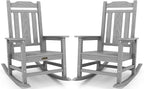 SERWALL Oversized Rocking Chair Set of 2 Outdoor, HDPE Outdoor Rocking Chair Set of 2, Space Gray