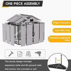 8 x 6 FT Resin Outdoor Storage Shed, All-Weather Plastic Garden Shed with Floor, Lockable Doors & Windows, Plastic Tool Shed for Poolside, Backyard, Patio
