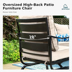MFSTUDIO Metal Patio Conversation Sets, Outdoor Furniture Sofas Set of 2, 2 Pieces Durable Steel Frame Patio Rocking Chairs with 5.8" Beige Cushions for Patio Garden Backyard Balcony