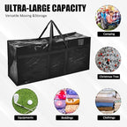 4 Pcs 96 Gallon Large Moving Bags with Zipper and Handles Foldable Storage Duffle Bags Heavy Duty Extra Large Totes for College Dorm Travel Clothes Blankets Bedding Moving (Black)