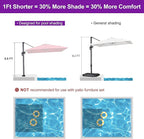 PURPLE LEAF 8' X 8' Patio Umbrella with In-ground Base for Pool 7' High Offset Outdoor Cantilever Umbrella Swimming Pool Umbrella with 360°Rotation for Poolside Terra
