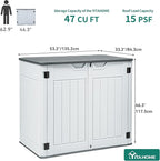 YITAHOME Extra Large Outdoor Horizontal Storage Shed, 4.5x4ft Resin Tool Sheds w/o Shelf, Easy to Assemble Waterproof Storage for Trash Cans, Garden Tools, Lawn Mower, Lockable, Light Gray