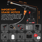 Cordless Pressure Washer, 6-in-1 Nozzle Portable Battery Powered Pressure Washer Handheld, Portable High Pressure Cordless Power Washer for Car/Floor/Patio Cleaning