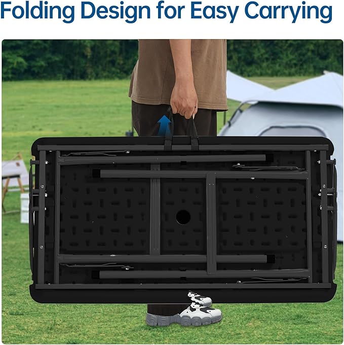 Outdoor Ice Cooler Folding Table, Portable Cooler Table with Removable Matching Skirt, Folding Ice Chest Table with Place Holder Black