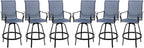 Vongrasig 6 Piece Patio Swivel Bar Chairs, All Weather Metal Textile High Swivel Bar Stools Chairs, Outdoor High Top Bistro Set for Backyard, Lawn Garden, Balcony, Denim Blue