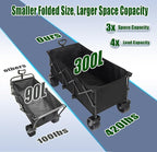 52" L Collapsible Wagon Cart Foldable, 300L 560lbs Weight Capacity, Heavy Duty Beach Wagon with Big Wheels, Shopping Carts for Grocery, Camping, Shopping, Beach, Garden Cart